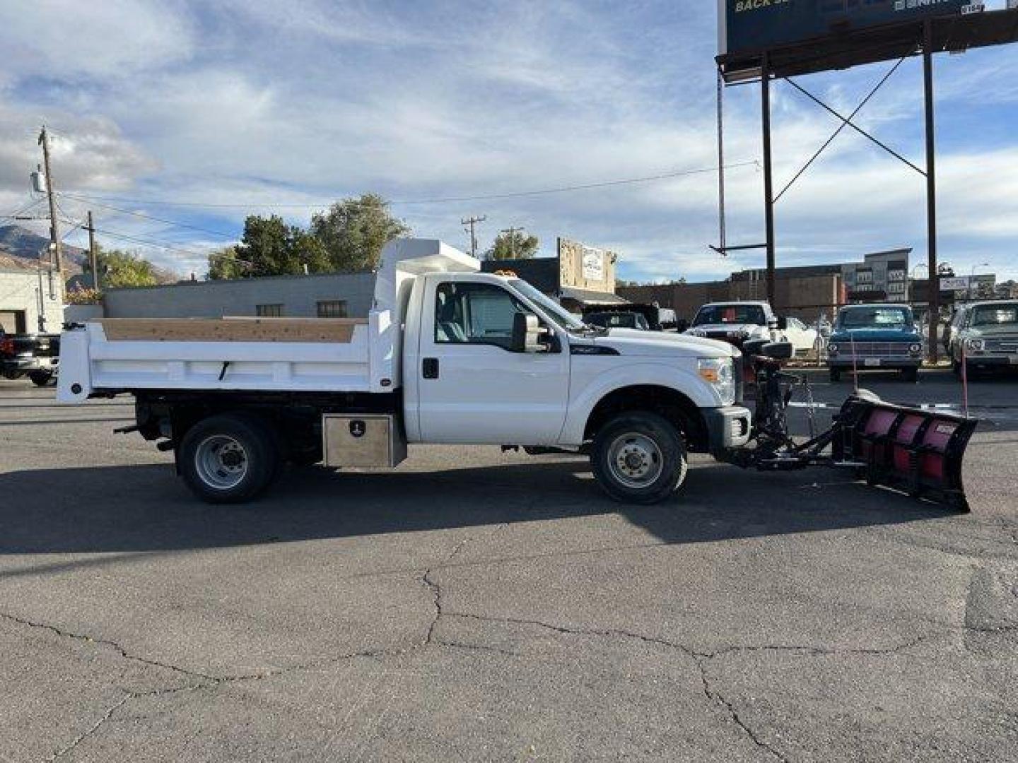 2015 White /gray Ford Super Duty F-350 DRW (1FDRF3H62FE) with an 8 6.2L engine, Automatic transmission, located at 3240 Washington Blvd., Ogden, 84401, (801) 621-7177, 41.204967, -111.969994 - *For Sale: 2015 Ford F-350 Super Duty XLT Ultimate Workhorse with Plow, Salter, and Dump Bed!*This 2015 Ford F-350 Super Duty XLT is the perfect combination of rugged performance, versatility, and top-tier features. Whether you're handling tough worksite demands, plowing through snow, or hauling he - Photo#4